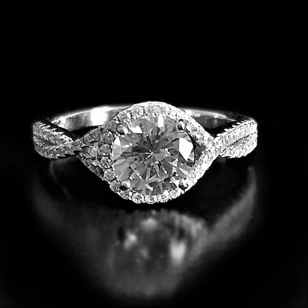 Twisted Braided Halo Engagement Ring